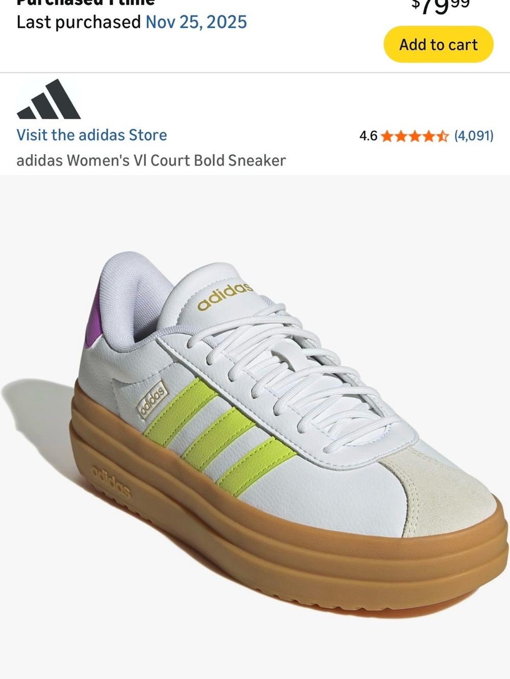 adidas White Sneakers with Gum Sole and Black Accents - Picture 8 of 8